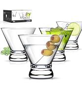 LUNA &amp; MANTHA Martini Glasses Set of 4, Stemless Martini Cocktail Glasses for Margarita, Manhatta...