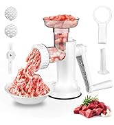 LHS Manual Meat Grinder, Heavy Duty Meat Mincer Sausage Stuffer, 3-in-1 Hand Grinder with Stainle...