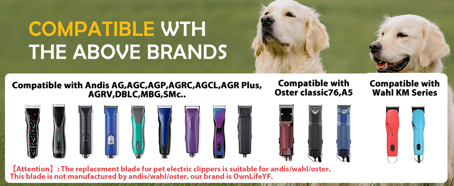 Colorful pet collar compatibility chart showing various brands and models. Includes classical, nylon, and leather collar types.