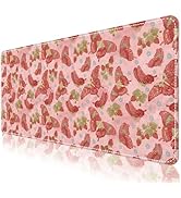 Botanical Floral Desk Pad Blotter,Large Mouse Pad 35 x 17in,PU Leather Desk Mat Writing Pad Prote...