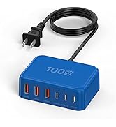 USB C Charger Block, 100W GaN 6 Port PD USB C and QC USB A Wall Charger Adapter Plug Cube, Super ...