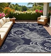 MontVoo Outdoor Rug-Waterproof Patio Rug Mat 5x8 Outdoor Carpet Mat Reversible Plastic Straw Outs...