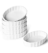 ONTUBE 4 oz Ramekins -Porcelain Oval Shape Ramekins for Creme Brulee Dishes,Dipping Sauces,Baking...