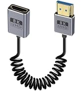 Duttek Coiled HDMI Extension Cable 48Gbps, 8K@60Hz, Coaxial HDMI Male to Female Coiled Cable 48Gb...