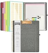 Ospelelf Foldable Spiral Clipboard Folio with Zipper Pouch, 5 Plastic Folders with 10 Pockets,Ref...