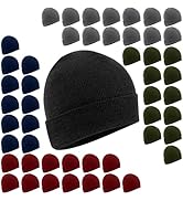 Trail maker 50 Pack Kids Knit Winter Hats Bulk One Size Stretch Warm Knit Beanie Hats for Homeles...