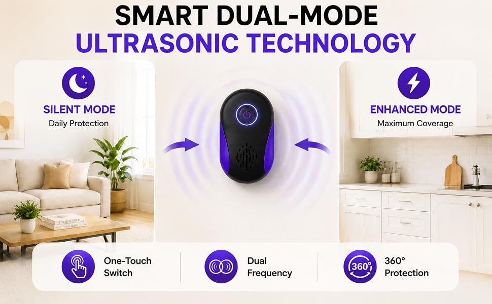 indoor Ultrasonic and Repellent for Roach, Rodent, Mouse, Bugs, Ant, Mosquito, Mice, Spider