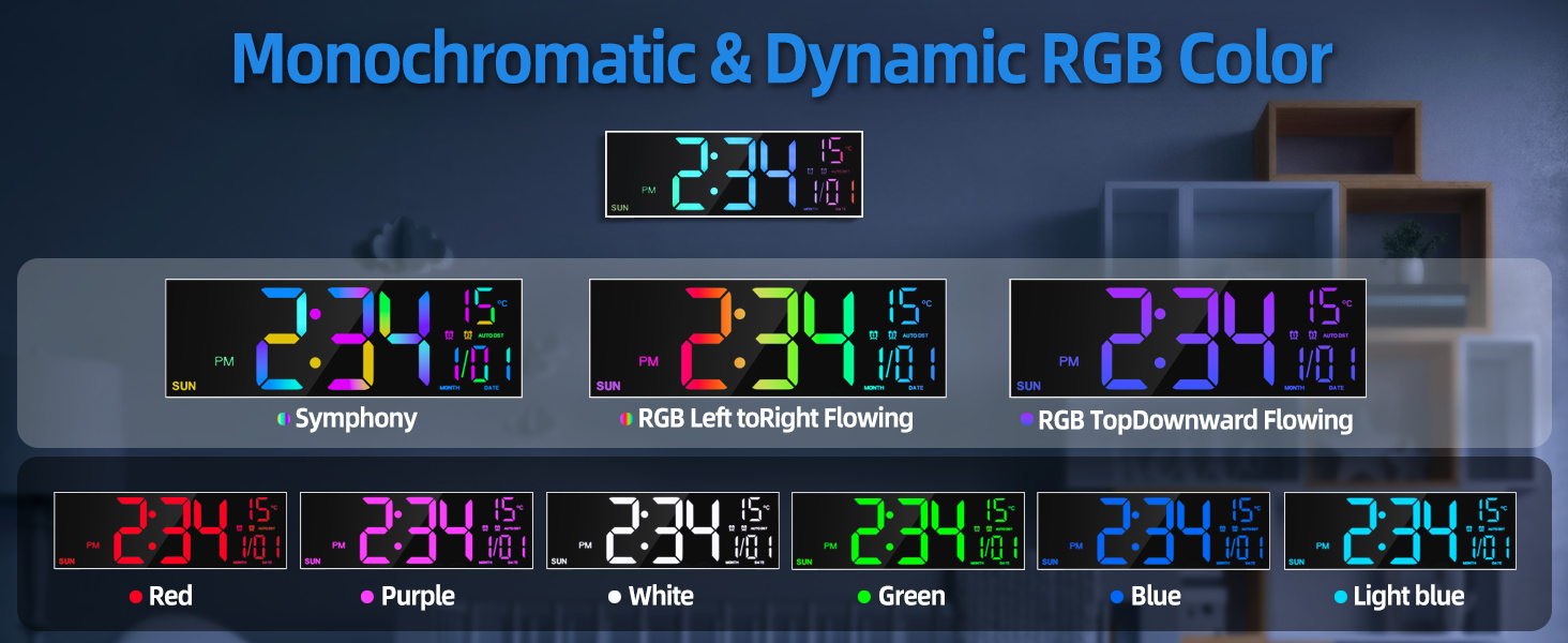 24 hour modern silent big extra large led display digital wall gym clocks