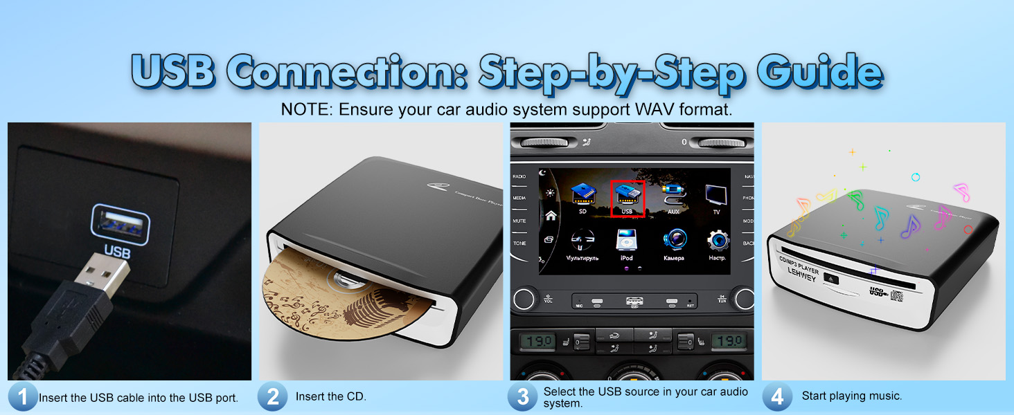 usb cd player for car