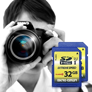 Micro Center 32GB SDHC Flash Memory Card Class 10 USH-I U1 Speed Class for digital cameras
