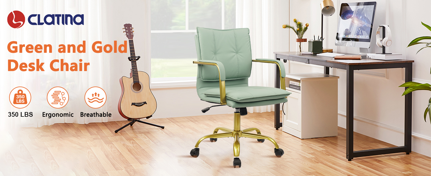 Green and Gold Desk Chair