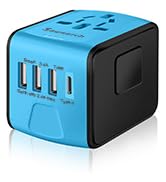 SAUNORCH Travel Adapter Worldwide, Universal International Power Plug Adapter W/2.4A 3xUSB-A and ...
