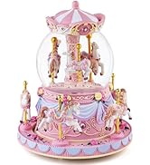 Mr.Winder Carousel Music Box Snow Globe Unicorn Horse Musical Boxes with Color Lights, for Girls ...