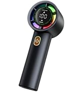 Portable Handheld Fan with LED Display, Digital Power Indicator, USB Rechargeable, Gold (black)