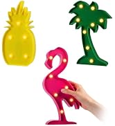 3pcs Large Hawaiian Party Decorations Lights - Flamingo/Palm Tree/Pineapple LED Lamps for Summer ...