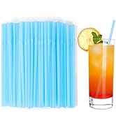 [100 Pcs] Blue Disposable Plastic Drinking Straws - 8.26" Long 0.24" Wide Cute Bendy Straws for D...