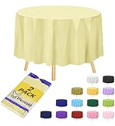 Hereisa Premium Ivory Plastic Table Cloth Disposable (2 Pack) Round Tablecloth (84in) Party Table...