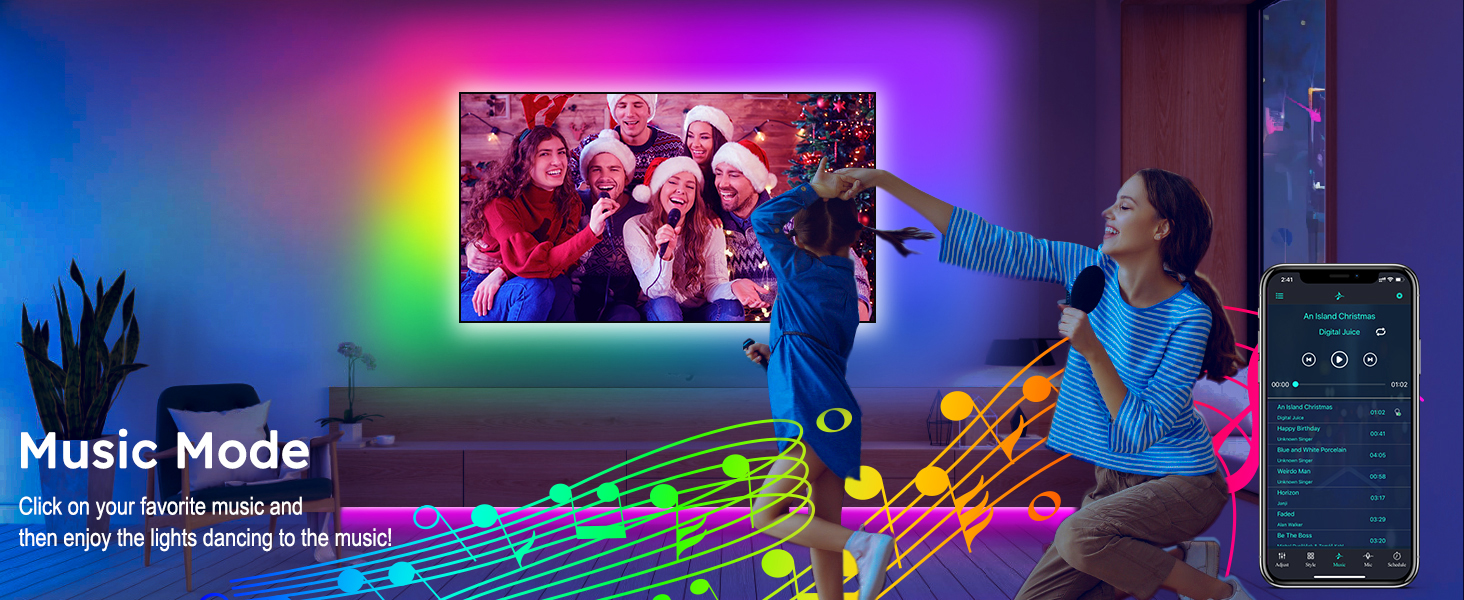 LED lights that change with tv music sync