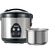 MOOSUM Electric Rice Cooker with One Touch for Asian Japanese Sushi Rice, 5-Cup Uncooked with Sta...