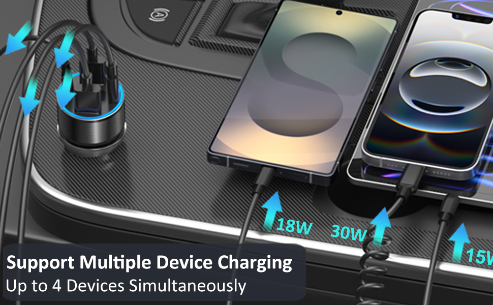 car usb charger multiport black