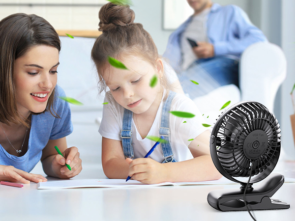 HONYIN 720° Rotation Small Desk &amp;amp; Clip on Fan with Sturdy Clamp