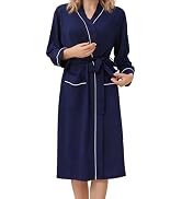 YOIPNEF Womens Lightweight Robe, Kimono Collar Absorbent Bathrobe for Women Cozy Soft Sleepwear B...