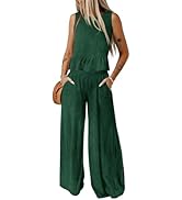 Dokotoo Pants Sets Women 2 Piece Outfits Sleeveless Round Neck Tank Tops Matching Sets for Women ...