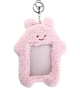 ZGLUZP Pink Cute Plush Photocard Holder with Keychain, Cute Photocard Holder Cartoon Bear Rabbit ...