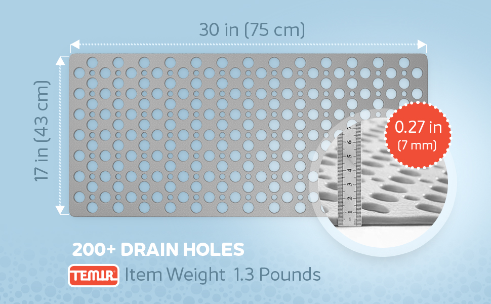 Extra long floor covering for walk-in showers or standard bathtub renovations.