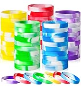 KUCLIN 100 Pieces Silicone Rubber Wristbands Blank Colored Bracelets Sports Bands For Women Men G...