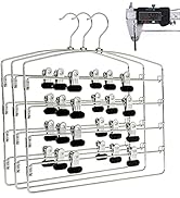 3 Quality Multi Pants Hangers, Space-Saving Multi-Bar Metal Pants Hangers, Stable with Non-Slip F...