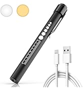 RISEMART Pen Light for Nurse, Rechargeable LED Medical Pen Light, Warm&amp;White Light, Portable Medi...