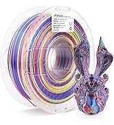 AMOLEN Silk PLA 3D Printer Filament, Shiny Multicolor Rainbow PLA Filament 1.75mm, Fast Color Cha...