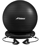 Trideer Ball Chair Yoga Ball Chair Exercise Ball Chair with Base &amp; Bands for Home Gym Workout Bal...