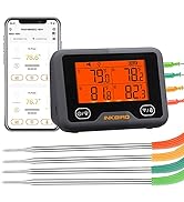 Inkbird Wi-Fi &amp; Bluetooth Grill Meat Thermometer IBBQ-4BW with 4 Colored Probes, Timer, High/Low ...