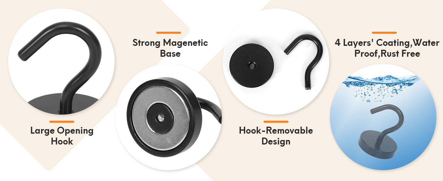 Neosmuk black magnetic hooks large opening