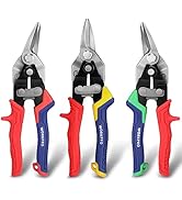 WORKPRO 3 Piece Aviation Tin Snips Set, 8 Inch Metal Cutter Shear for Left, Right and Straight Cu...