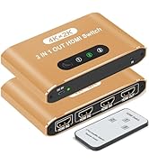 HDMI Switch 3 in 1 Out, 4K@30Hz HDMI Splitter with Remote Control, 3 Ports HDMI Switcher, Perfect...