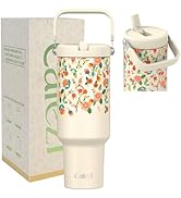 Cafezi 40 oz Tumbler with Lid and Straw, Stainless Steel Vacuum Insulated Tumblers with Flip Stra...