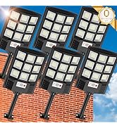 Solar Street Lights Outdoor Waterproof,6500K LED Dusk to Dawn Solar Light,260° Angle Flood light ...