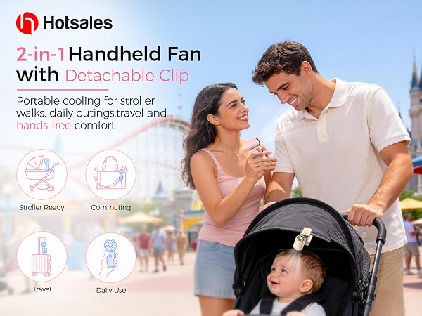2-in-1 Handheld Fan With Detachable Clip