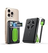 RXRBDA Magnetic Power Bank 10000mAh,Foldable Wireless Portable Charger with Fan Active Cooling Sy...