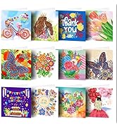 12 Pieces DIY Diamond Painting Kits for Adults Birthday Thanksgiving, Diamond Paintings for Greet...