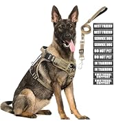 MOOGROU Tactical Dog Harness and Leash Set for Large Dogs,Heavy Duty No Pull Service Dog Vest and...