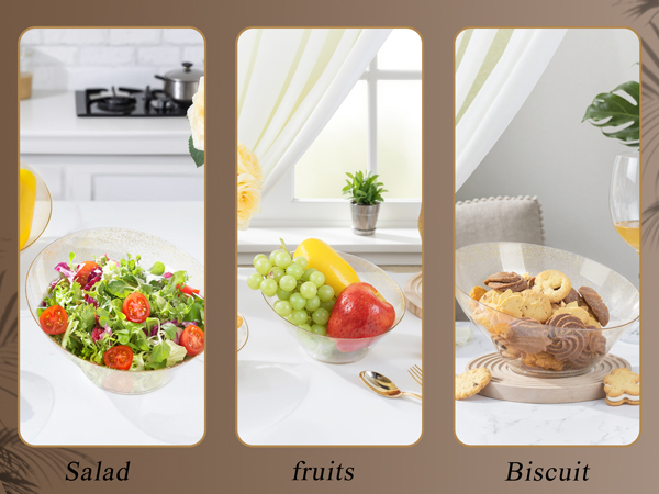 12 Pack Gold Glitter Plastic Serving Bowls