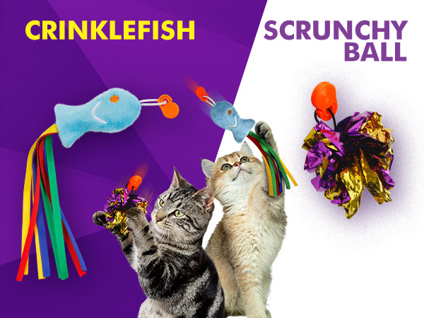 Cat Amazing crinkle fish and crunchy ball sound toys prey for magnetic snatch wand