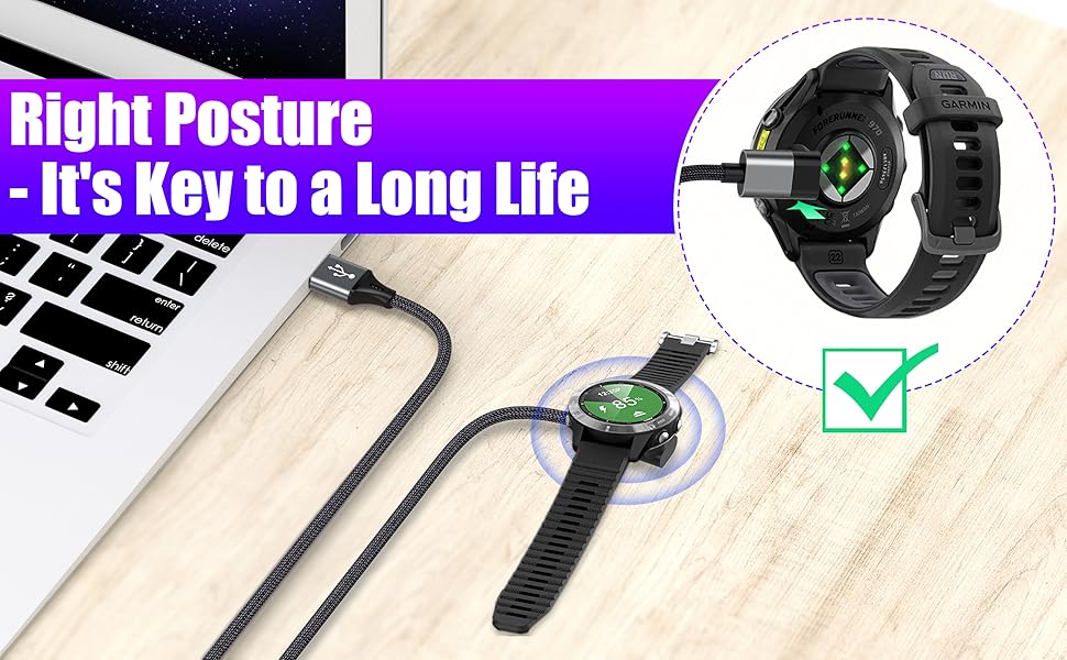 Garmin watch charging cable charger Fenix Forerunner Instinct Quatix Tactix Venu Vivoactive