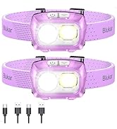Blukar LED Headlamp Rechargeable,2000L Super Bright Headlight with Motion Sensor-Dimmable Brightn...