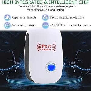 Ultrasonic pest repeller plug in indoor device with specification details