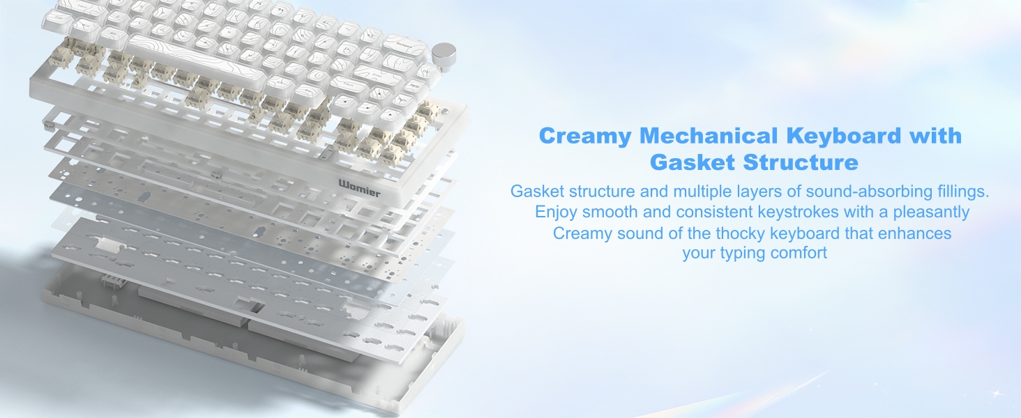 Wireless Mechanical Keyboard, 60% Percent Creamy Keyboard